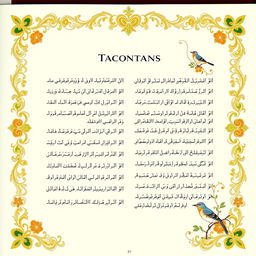 A beautifully designed table of contents page for the classic Persian book, "Golestan" by Saadi
