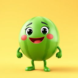 A playful and charming watermelon character designed in a 3D render style