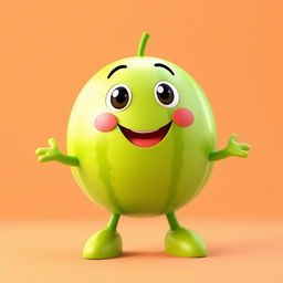 A playful and charming watermelon character designed in a 3D render style