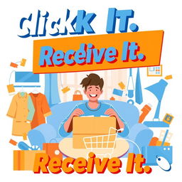 A visually striking poster showcasing the modern convenience of online shopping
