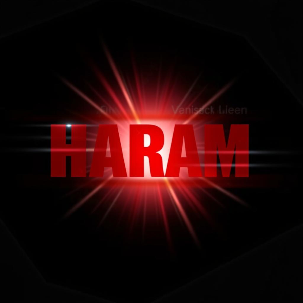 A striking graphic design featuring the bold text "HARAM" prominently displayed at the center