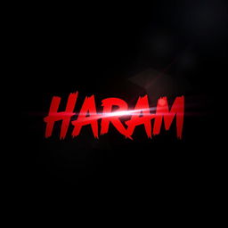A striking graphic design featuring the bold text "HARAM" prominently displayed at the center