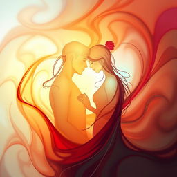 A visually striking and artistic interpretation of an abstract concept representing passion and intimacy