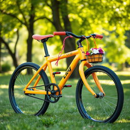A colorful, creative concept of a pedal-less bike, featuring a sleek design with two large wheels
