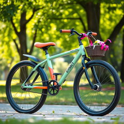 A colorful, creative concept of a pedal-less bike, featuring a sleek design with two large wheels
