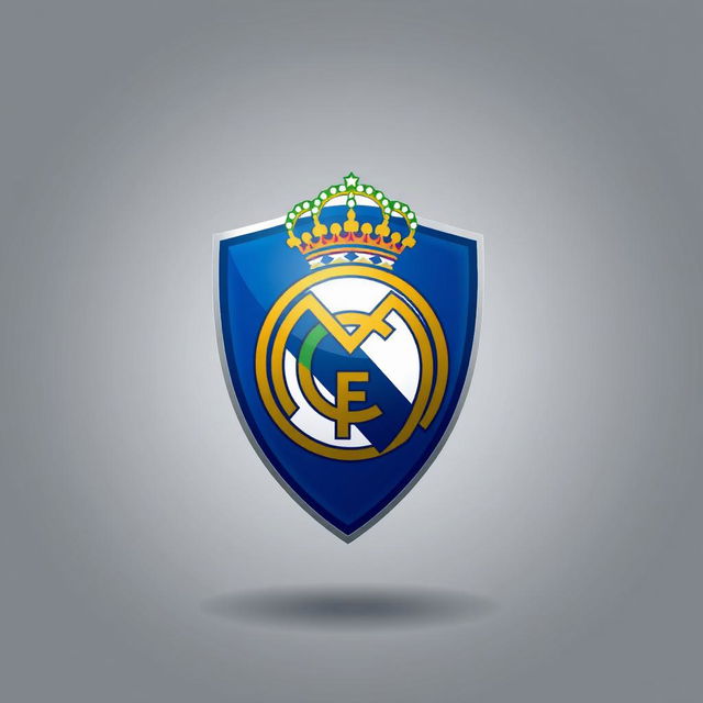 A realistic logo design that creatively combines elements of Brazil's national football team logo and the Real Madrid football club logo