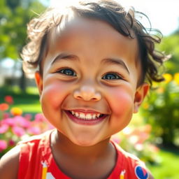 A joyful child with a big smile, showcasing happiness and innocence