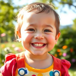 A joyful child with a big smile, showcasing happiness and innocence