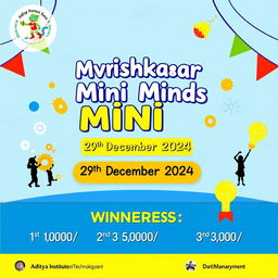A vibrant and engaging poster for the 'Avishkaar Mini Minds' event