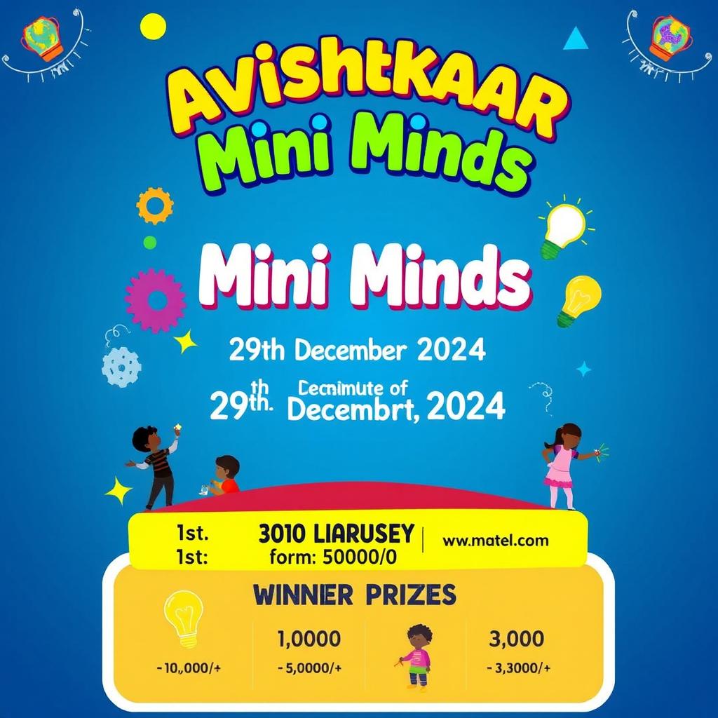 A vibrant and engaging poster for the 'Avishkaar Mini Minds' event