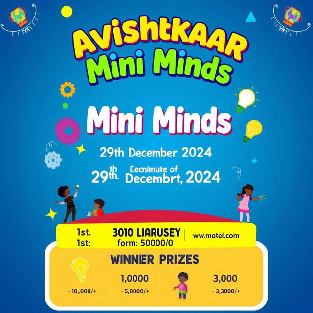 A vibrant and engaging poster for the 'Avishkaar Mini Minds' event