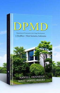 A book cover design featuring the DPMD (Department of Community Empowerment and Village Development) office in West Sumatra, Indonesia