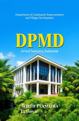 A book cover design featuring the DPMD (Department of Community Empowerment and Village Development) office in West Sumatra, Indonesia