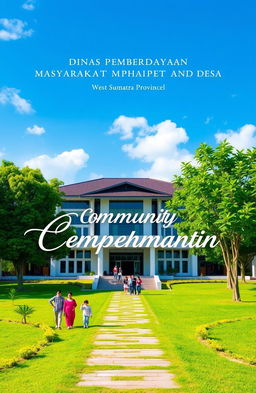 A beautifully designed book cover depicting the office of the Dinas Pemberdayaan Masyarakat dan Desa (Department of Community Empowerment and Village) of West Sumatra Province