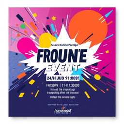A visually captivating poster design featuring a dynamic composition with vibrant colors and engaging graphics