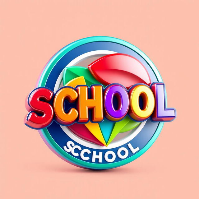 A colorful, 3D rendering of a school logo featuring vibrant colors and dynamic shapes, emphasizing its key elements