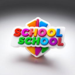 A colorful, 3D rendering of a school logo featuring vibrant colors and dynamic shapes, emphasizing its key elements