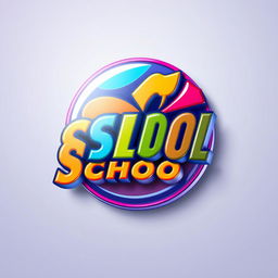A colorful, 3D rendering of a school logo featuring vibrant colors and dynamic shapes, emphasizing its key elements