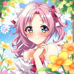 A detailed and vibrant illustration of an anime girl with expressive anime-style features, playful expression, and colorful hair