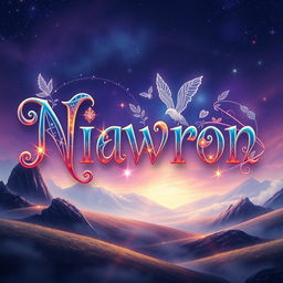 A creative and mystical design of the name 'Niawron', adorned with unique and fantastical elements