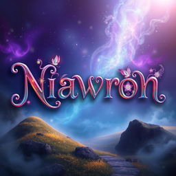 A creative and mystical design of the name 'Niawron', adorned with unique and fantastical elements