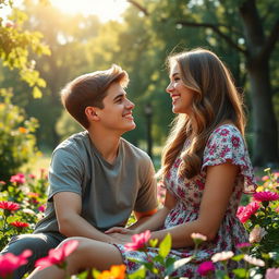 A loving scene between a young couple, showcasing deep affection
