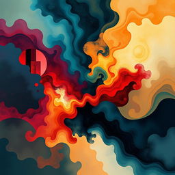 An abstract visual representation of the themes and emotions conveyed in the song "Sum 14 Pieces"