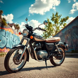 A dynamic and exciting shot of a Sanglas motorcycle, showcasing its sleek lines and vintage design