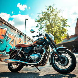 A dynamic and exciting shot of a Sanglas motorcycle, showcasing its sleek lines and vintage design