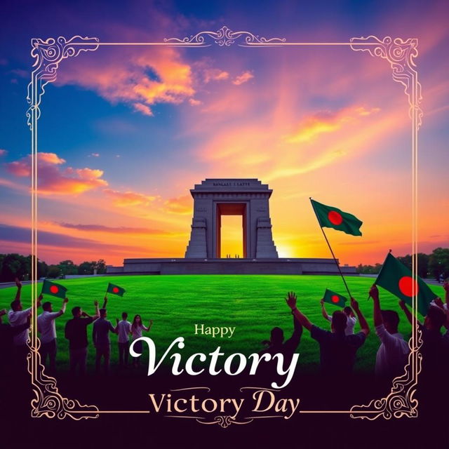 A beautifully designed template to celebrate Bangladesh Victory Day, prominently featuring the National Martyrs' Monument as the central element