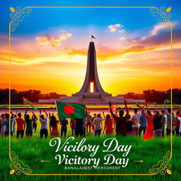 A beautifully designed template to celebrate Bangladesh Victory Day, prominently featuring the National Martyrs' Monument as the central element