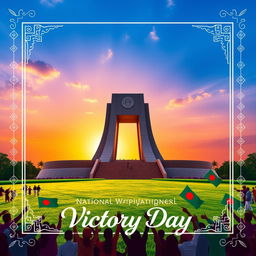 A beautifully designed template to celebrate Bangladesh Victory Day, prominently featuring the National Martyrs' Monument as the central element