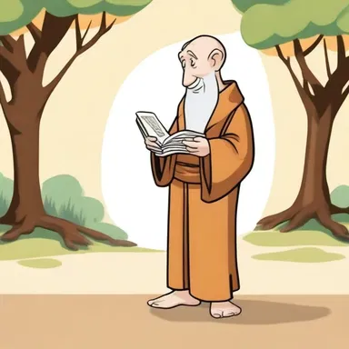 The benedictine monk character in the cartoon show is always portrayed as wise and peaceful.