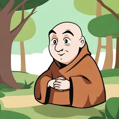 The benedictine monk character in the cartoon show is always portrayed as wise and peaceful.