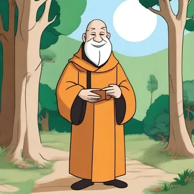 The benedictine monk character in the cartoon show is always portrayed as wise and peaceful.