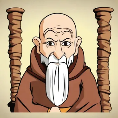The benedictine monk character in the cartoon show is always portrayed as wise and peaceful.