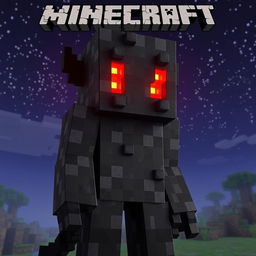 A striking representation of the Herobrine skin from Minecraft, showcasing its iconic dark and mysterious attire