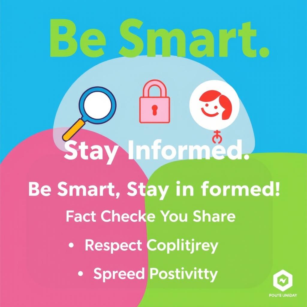 A vibrant digital poster promoting responsible media and information use