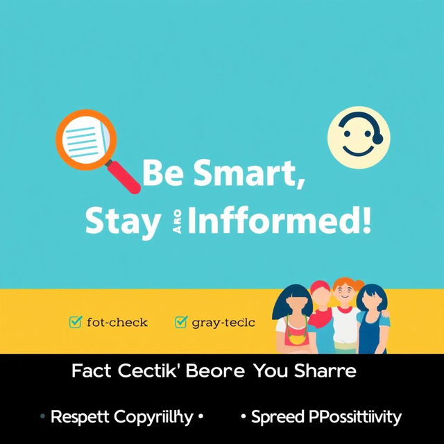 A vibrant digital poster promoting responsible media and information use