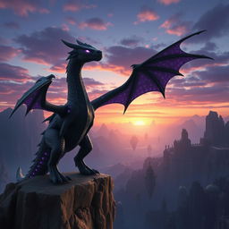 A breathtaking image of an Ender Dragon inspired by Minecraft, reimagined in a realistic setting