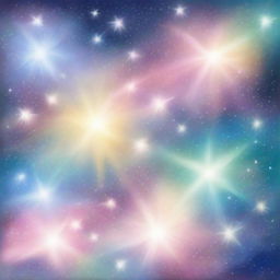 A unique, high-quality pastel drawing portraying a collection of brightly shining stars