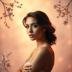 A stunning and artistic depiction of a beautiful woman named Nancy, elegantly posed in a tasteful and artistic manner