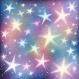 A unique, high-quality pastel drawing portraying a collection of brightly shining stars