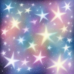 A unique, high-quality pastel drawing portraying a collection of brightly shining stars