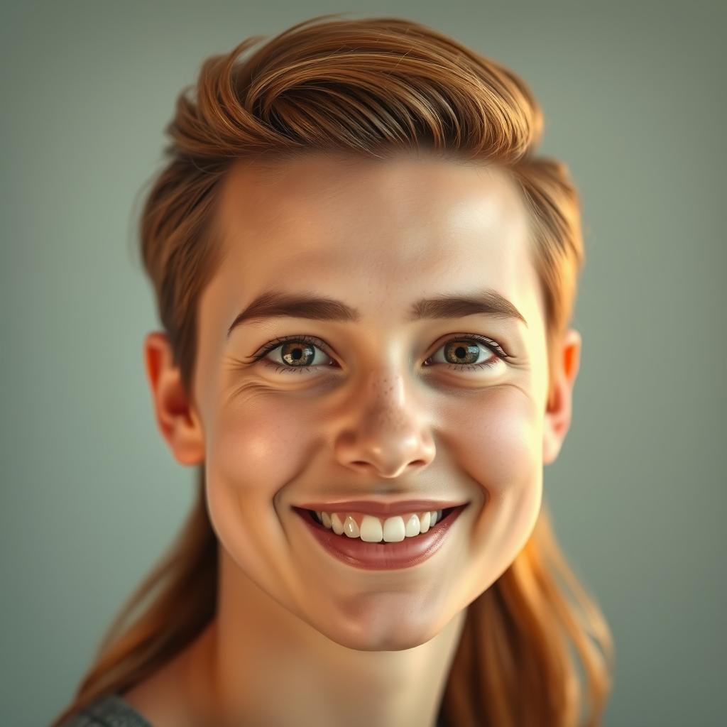 A realistic portrait of a person with a full head of hair, emphasizing a vibrant and healthy hair texture