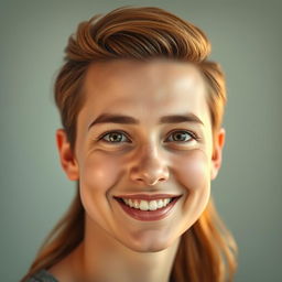 A realistic portrait of a person with a full head of hair, emphasizing a vibrant and healthy hair texture