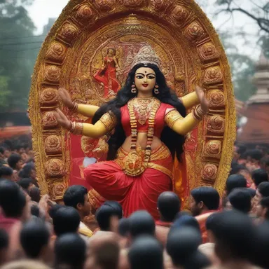 During Durga Puja, the most important religious festival for Bengalis, people gather in large numbers to worship the goddess Durga.