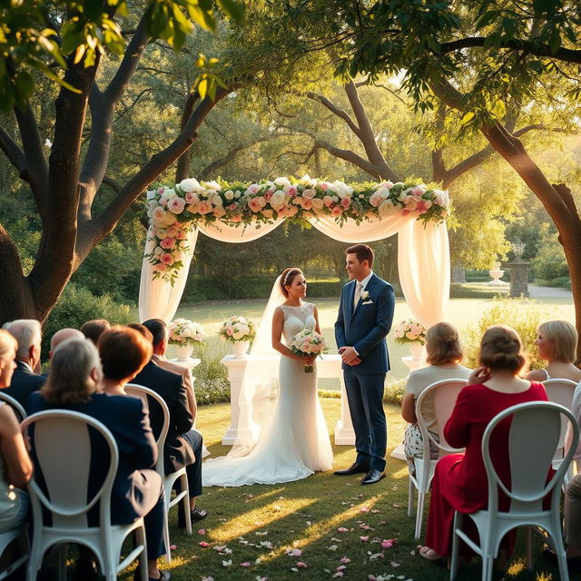 A stunning wedding ceremony set in a picturesque garden