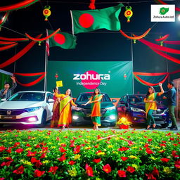 A captivating scene celebrating Bangladesh Independence Day featuring a festive atmosphere with colorful decorations and traditional motifs
