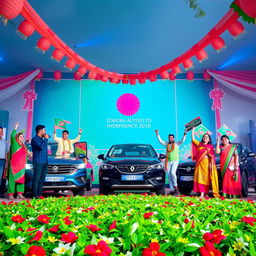 A captivating scene celebrating Bangladesh Independence Day featuring a festive atmosphere with colorful decorations and traditional motifs